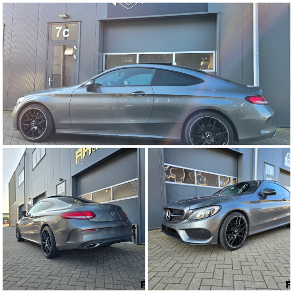 Mercedes C-klasse voorzien van 19 inch ET38/43 8.5/9.5J JF Luxury - AMG Design M933 Matt Black Machined Lip - Breedset + 225/40/19 & 255/35/19 TOYO PROXES