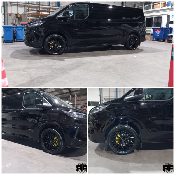 Ford Transit Custom 2024+ voorzien van Velocity VC1 20X8 6 x 120 48 74.6 GLOSS BLACK + hankook banden in maatvoering 275 40 20 