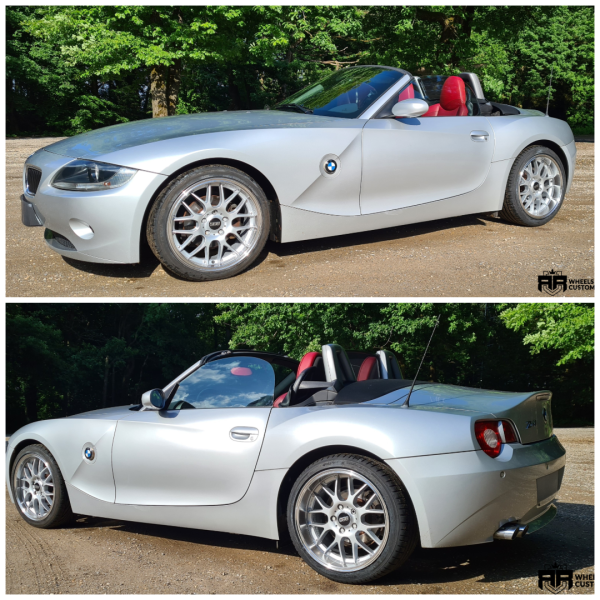 BMW Z4 voorzien van een 18 inch breedset 8J ET35 / 9J ET38 BBS look