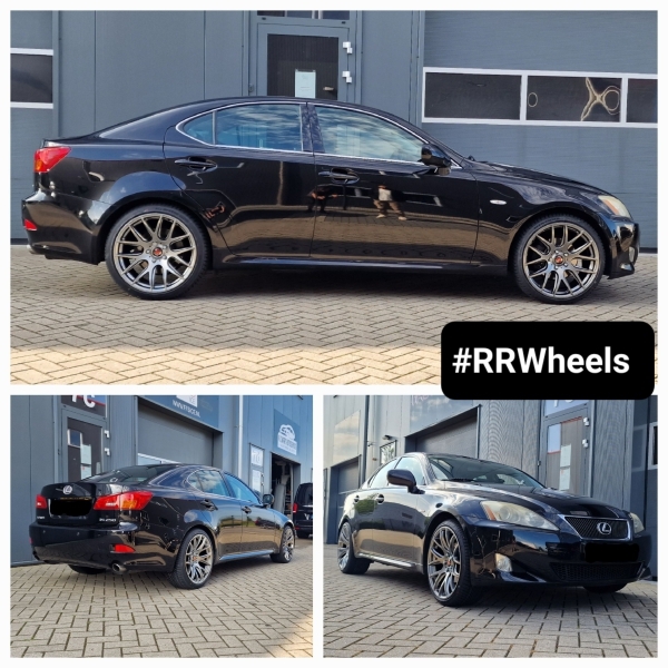 Deze Lexus IS250 voorzien van nieuwe Ax CS Lite velgen in 19 inch 5x114.3 8.5J en 9.5J ET40 Hyper Black inclusief Minerva all season banden in 225 35 19 en 255 35 19!