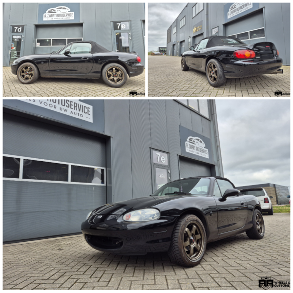 Mazda MX-5 voorzien van Japan Racing JR3 bronze 15 inch 7J ET 25