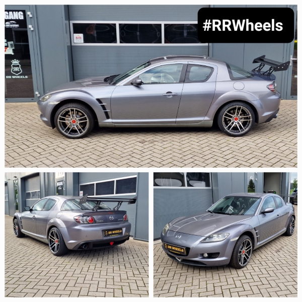 Deze Mazda RX8 hebben wij voorzien van een breedset van KS Design in 18 inch 8.5J ET35 en 9.5J ET33 inclusief nieuwe banden in 215 40 18 en 245 35 18!