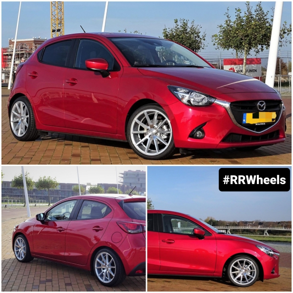 Deze Mazda 2 is voorzien van nieuwe 17 inch JF Luxury velgen in 4x100 7.5J ET35! De Velgen maken deze auto geweldig!