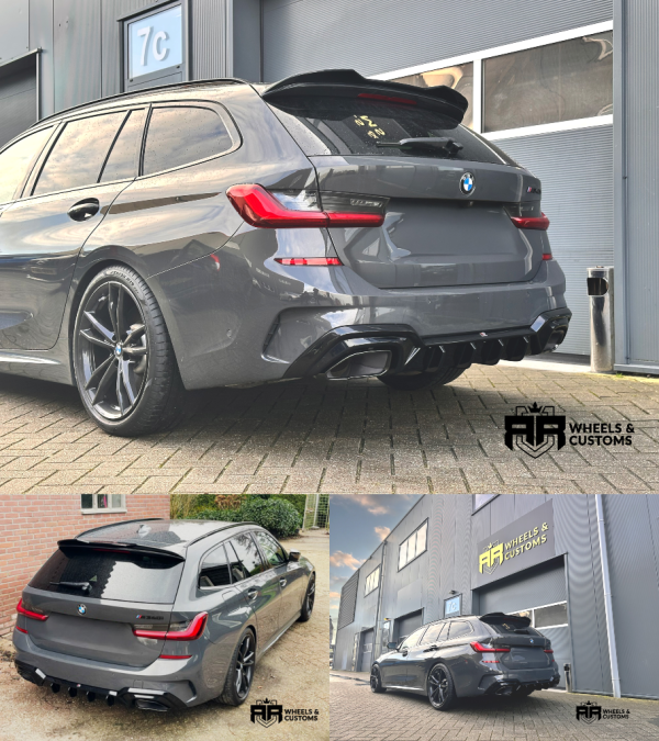 We hebben deze BMW M340I uitgerust met nieuwe Maxton Design producten Spoiler Cap 3D BMW 3 Standard / M340 / M-Pack / M3 Touring G21 / G81 Achterspoiler BMW M340I G20 / G21 (past op auto met trekhaak) / Diffuser.