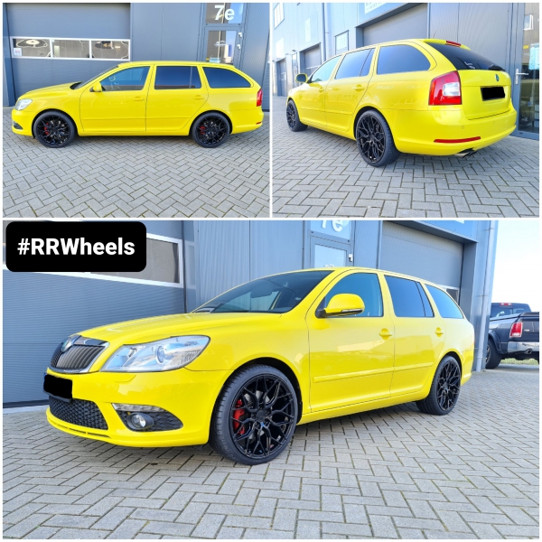  Skoda Octavia RS uitgerust met 19 inch Riviera RF108 Gloss Black Velgen in 8.5J ET45 inclusief Hankook Evo3 in 225 35 19!
