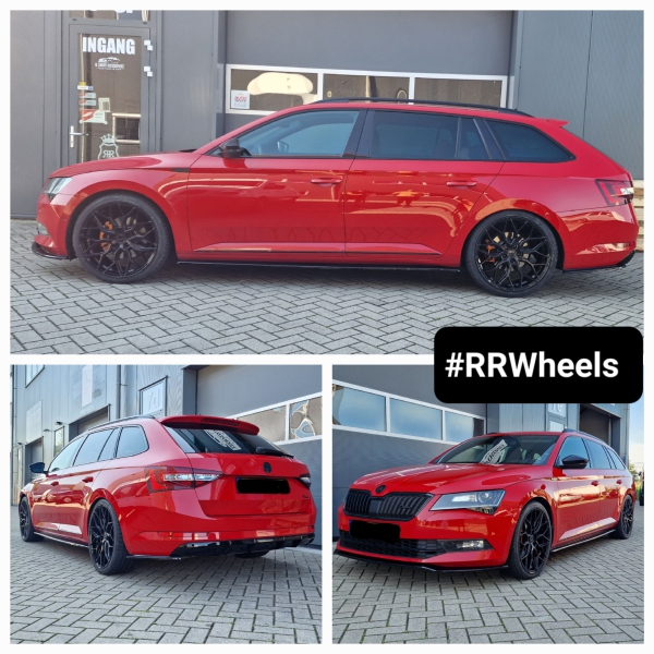 Skoda SuperB uitgerust met nieuwe 20 inch Riviera Wheels RF108 Gloss Black in 8.5J ET38 inclusief nieuwe Hankook Evo3-banden in 235 35 20.