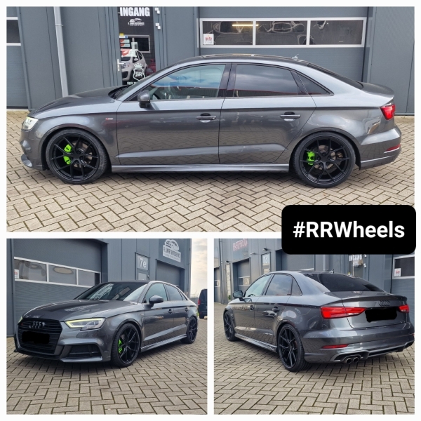 Deze Audi A3 8V Limousine hebben wij voorzien van nieuwe 19 inch Japan Racing velgen type SL01 8.5J ET45 Matt Black inclusief Hanook banden in 235 35 19! We hebben ook Eibach-veren gemonteerd de remklauwen Neon Green gemaakt!