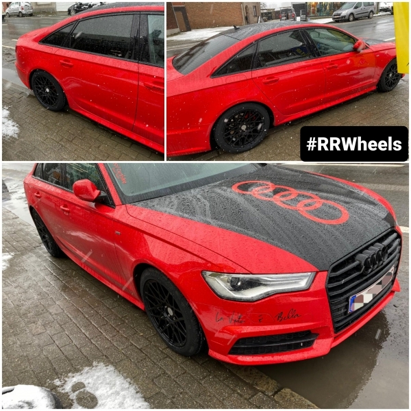 Audi A4 voorzien van 18 inch DMX - XR22 5x112 8.5J ET35 velgen inclusief nieuwe Matador winterbanen in de maat 245 45 18.