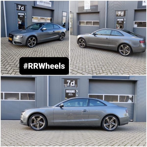 Audi A5 voorzien van 19 inch Audi Rotor QW8 Satin Gun Metal in 5x112 8.5J ET40 inclusief niuewe Hankook Ventus 255 35 19 banden.