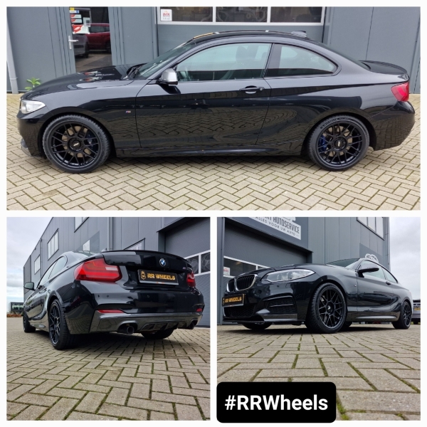 Deze prachtige BMW 2 serie F22 voorzien van 18 inch 5x120 Apex velgen model ARC-8 Satin Black in 8.5j ET38 en 9.5J ET58 inclusief nieuwe TPMS en Michelin Pilot Sport 5 XL banden in 235 40 18 en 255 35 18!