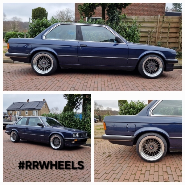 BMW E30 Coupe voorzien van een set velgen van YKW Wheels Alpina stijl in 17 inch 8J ET20 en 9J ET15 inclusief 205 40 17 en 215 40 17 Nexen N Fera banden!