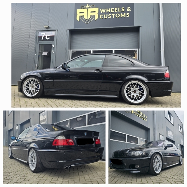 BMW 3 Serie E46 Coupe 330i hebben we uitgerust met 18 inch 5x120 Apex velgen model ARC-8 Racing Silver in 8.5J ET35 en 9.5J ET35 inclusief Michelin Pilot Sport 4 banden.
