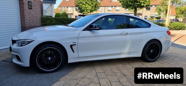 BMW 4 serie met nieuwe BMS velgen inclusief Bridgestone All weather banden. Maatvoering: 19 inch 8.5J ET35 en 9.5J ET38.