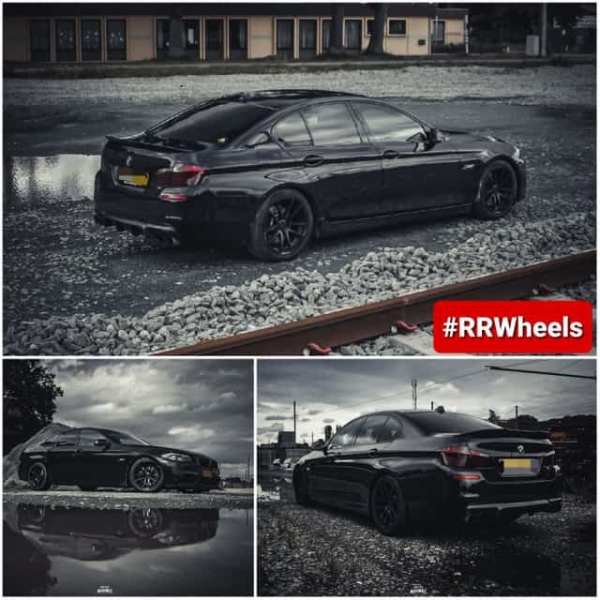 BMW 5 series F10 voorzien van nieuwe 19 inch Rotiform SPF Matte black 8.5J ET35