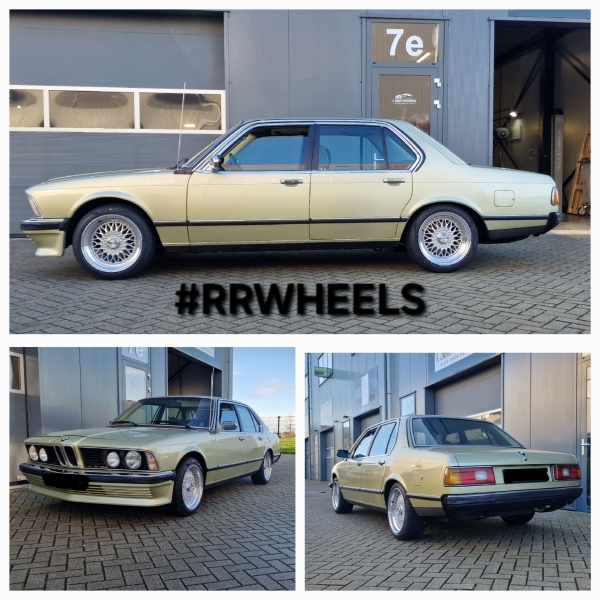 BMW 7-Serie E23 uitgerust met Lenso BSX-Velgen in 17 inch 8.5J ET25 Gloss Silver Polished inclusief 225 45 17 Pirelli Cinturato banden.