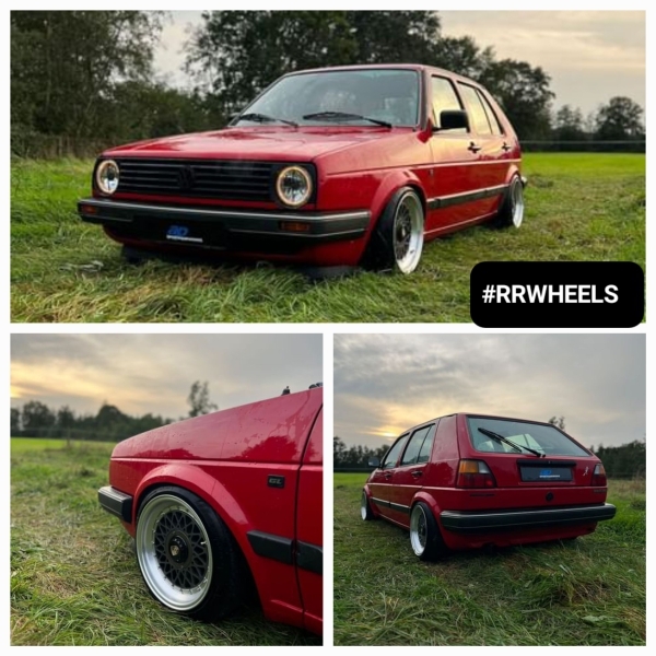 Volkswagen Golf 2 met YKW Velgen type Y5208 Carbon face met een mat zilveren lip in 15 inch 8J ET25! Geweldige fitment.
