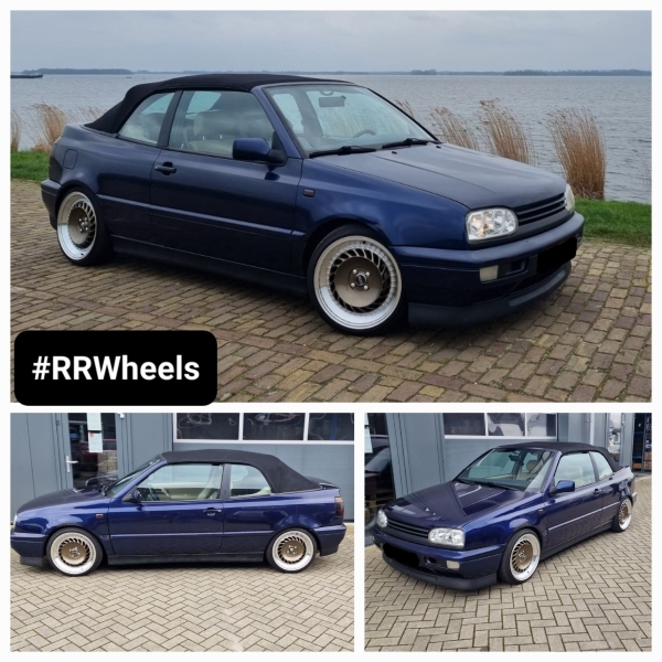  Volkswagen Golf 3 Cabrio met 17 inch velgen van YKW type Y7709 in Coffee Brown met Chrome Lip in 8J ET30 inclusief 185 35 17 Nankang Banden! Mooie velgen voor deze auto!