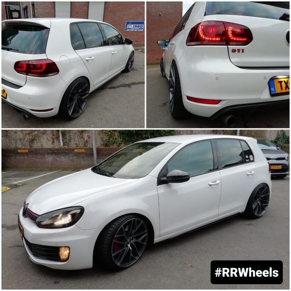 Deze Golf is voorzien van nieuwe Veemann VFS29R velgen in 19 inch 8.5J en 9.5J.â 