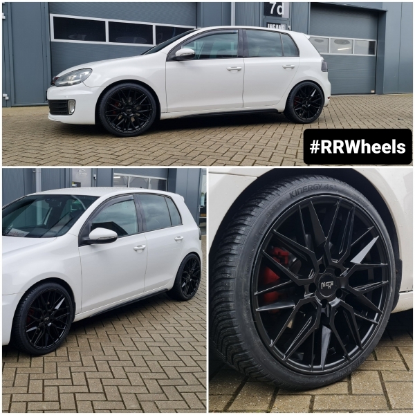 Volkswagen Golf 6 voorzien van Niche Road Wheels Gamma Matt black in 19 inch 5x112 8.5J ET42 inclusief 235 35 19 Hankook Kinergy