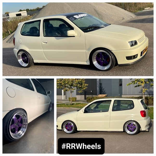 Deze zeer unieke Volkswagen Polo MK3 hebben wij voorzien van zeer bijzondere velgen! We hebben de JNC Wheels JNC010 Magic Purple velgen gemonteerd in 8J ET25 en 9J ET15 wielen inclusief Nankang Tyres in 165 45 16 nad 195 40 16! Een zeer bijzondere en geweldige fitment voor deze auto!
