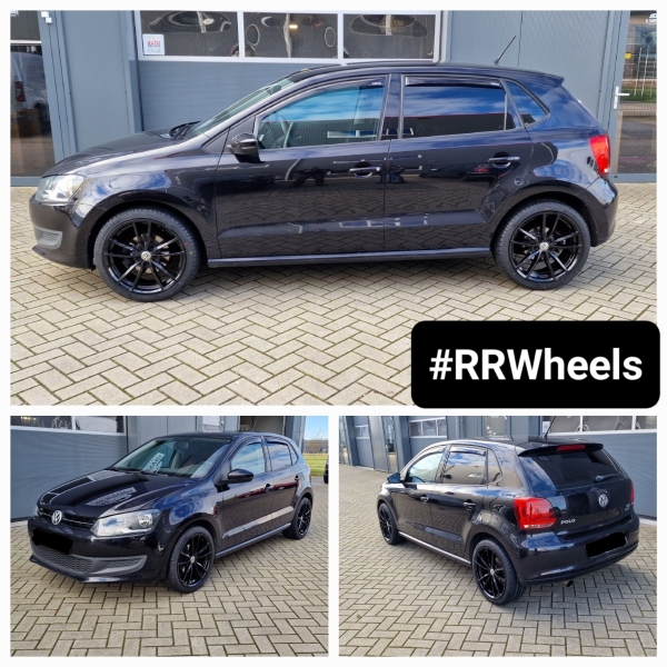  Volkswagen Polo MK5 met 17 inch JF Luxury velgen in 17 inch 7.5J 5X100 ET35 Gloss Black! Prima velgen voor deze auto.
