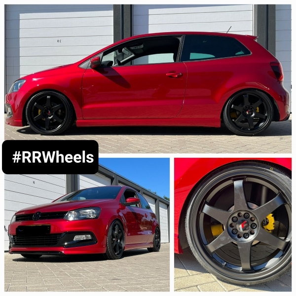  Volkswagen Polo MK5 met 18 inch Japan Racing JR3 Mat Zwart 8J ET40 inclusief Nankang banden in 205 35 18. Geweldig resultaat, geweldige auto om te zien!