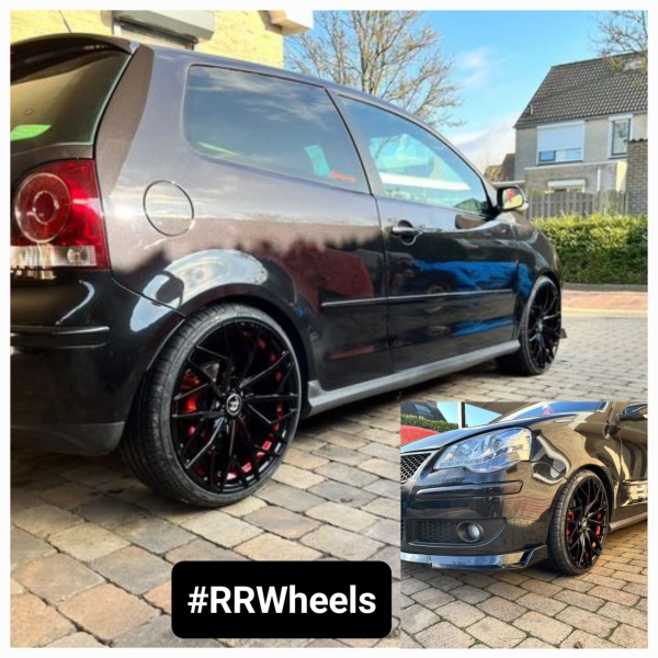 Volkswagen Polo MK4 FL met nieuwe 18 inch 79Wheels SV-C in Gloss Black met Red Barrel 5x100 8J ET40. 