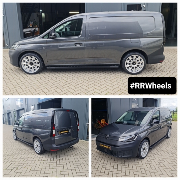 Volkswagen Caddy Cargo voorzien van 19 inch Rotiform R124 CVT Gloss Silver in 5x112 8.5J ET45 rondom inclusief Bridgestone Turenza XL banden in 235 35 19!