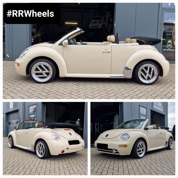 Volkswagen Kever is voorzien van 17 inch JF Luxury 5x100 7.5J ET35 VW logo velgen inclusief Nexen banden in de maat 225 45 17!