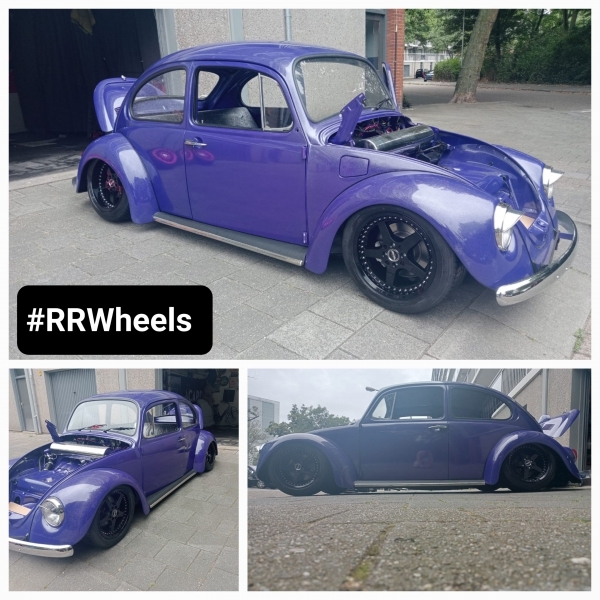 Deze Volkswagen Kever met Wide Body uit 1972/MK2 is voorzien van nieuwe BM Wheels H1393 in 4x100 7.5J ET35 en 8.5J ET25 deep dish velgen! Geweldige fitment voor deze unieke wagen!