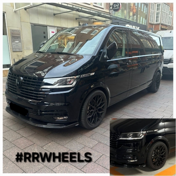 Volkswagen Transporter T6.1 Bully voorzien van een 20 inch breedset van Riviera RF108 velgen inclusief Hankook Evo3 met 255 40 20 en 275 35 20