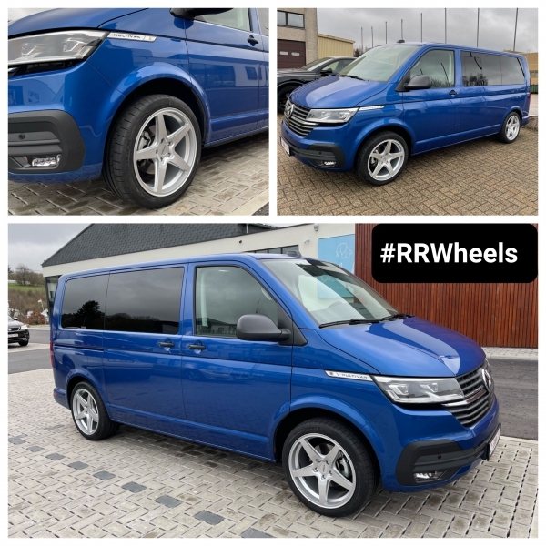 Volkswagen Transporter T6.1 Multivan voorzien van 19 inch Rotiform WGR Gloss Silver in 5x120 8.5J ET35 inclusief nieuwe Continental banden in 255 40 19. Wederom een â€‹â€‹zeer mooie multivan!