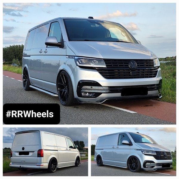 Volkswagen Transporter T6.1 Bully voorzien van 20 inch Veemann VFS39 velgen in 10j 5x120 ET43 rondom.